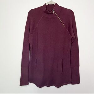 Women’s Tahari purple knit zipper detail long sleeve pullover sweater size L